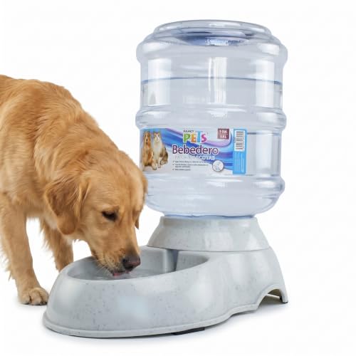 Fancy Pets Hagen Bebedero Automático Grande 3.8 L (1GAL) para Perros | Sistema por Gravedad | Base Antiderrapante | Agua Fresca y Limpia