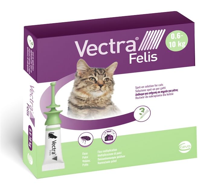 VECTRA Felis Antiparassitario per Gatti, 3 Pipette antipulci in soluzione Spot-on per gattini e gatt