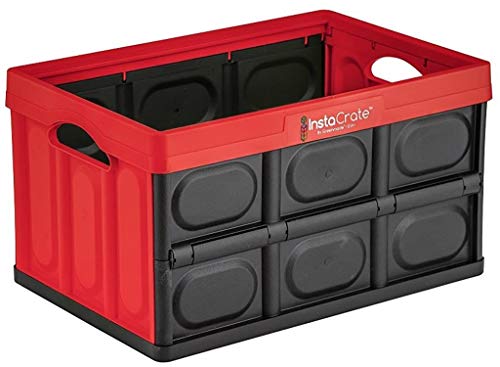 GREENMADE InstaCrate - Contenedor de almacenamiento plegable, 12 galones, rojo/negro