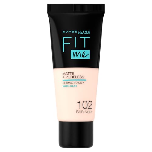 Maybelline Fit Me Base mate y sin poros, 102 Marfil Fair