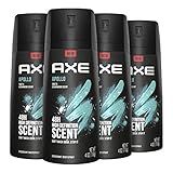 AXE Apollo Body Spray Deodorant for Long-Lasting Odor Protection, Sage & Cedarwood Deodorant for Men Formulated Without Aluminum 4oz 4 Count