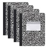 ROARING SPRING Hard Cover Composition Notebook, 4 Pack, Black Marble Comp Book, 9.75″ x 7.5″, College-Ruled with Margin, 80 Sheets (160 Pages), Made in USA