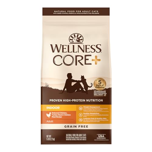 Wellness CORE+ Indoor Chicken and Turkey grain-free dry cat food, 5 pound bag