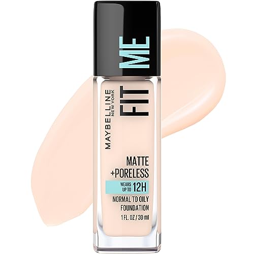 Maybelline Base de Maquillaje Líquida Fit Me Matte & Poreless, Fair Porcelain 102, 30 gr, matifica y controla brillo por 16h, minimiza la apariencia de poros, arrugas y líneas de expresión