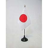 AZ FLAG - Japan Table Flag 4'' x 6'' - Japanese Mini Desk Flag 100% Polyester 15 x 10 cm - Office Banner with 10'' Pole - Golden Spear