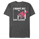MTV Men's Want Logo T-Shirt, Charcoal Heather, Small