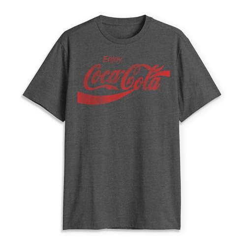 Coca-Cola - Camiseta de manga corta para hombre, diseño de los años 80, Gris Car