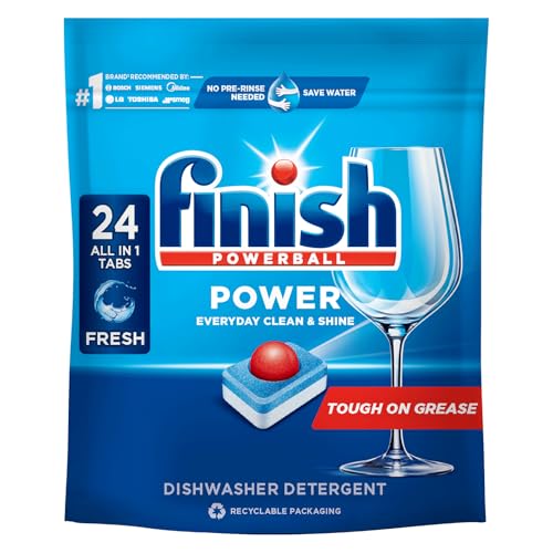 Finish 24 Tablets, Powerball All in 1 Max Dishwasher Tablets | World's #1 Recommended Dishwashing Brand