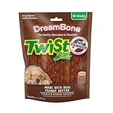 DreamBone Peanut Butter Twist Stick Dog Treats, Daily Rawhide-Free Chew, Digests Safely and Completely, with Real Protein, Peanut Butter and Veggies, 50 Count