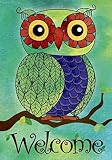 Morigins Welcome Owl Double Sided Spring House Flag 28x40 inch Tree Bird Outdoor Yard Flag