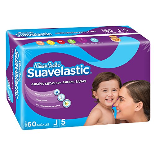 KleenBebé Suavelastic, Pañales Unisex, Jumbo, 60 Piezas