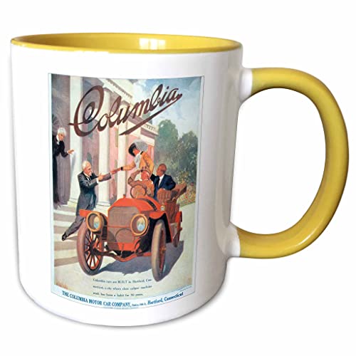 3dRose Vintage Columbia Cars Advertisement Hartford Connecticut 11oz Two-Tone Ye