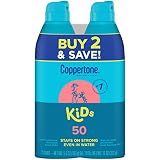 Coppertone KIDS Sunscreen Continuous Spray SPF 50 (5.5 Ounce, Pack of 2) (Packaging may vary)