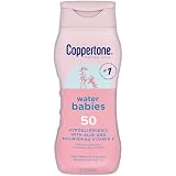 Coppertone WaterBabies Baby Sunscreen Lotion SPF 50, Hypoallergenic Sunscreen for Babies, Water Resistant, Pediatrician Recommended, 8 Fl Oz Bottle