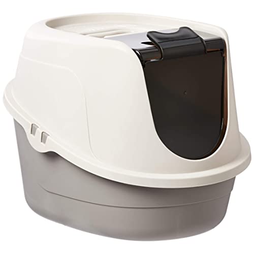 Amazon Basics - Caja de arena con capucha para gatos sin ensuciar, grande, multicolor, 61 cm x 46 cm x 43 cm