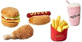 P.L.A.Y. PET LIFESTYLE AND YOU Cute Plush Dog Toys - Fast Food Themed Durable Squeaker Chew Toys for Medium & Large Dogs - Machine Washable, Recycled Materials (5 Piece Set, Medium)