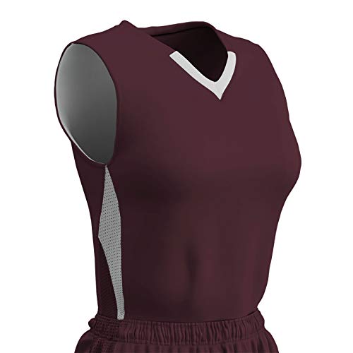 Champro Post Up Maillot de Basket-Ball réversible en Polyester pour Femme Marron