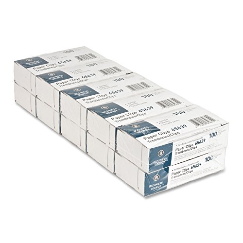 Business Source Jumbo Paper Clips, Steel Wire, 0.041 Gauge, 100 Count, Pack of 10 (10