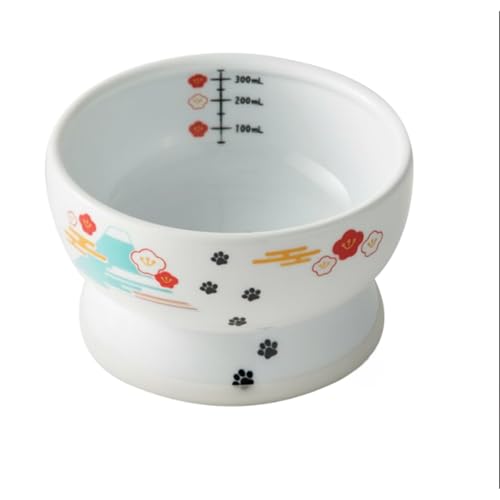 Necoichi elevated ceramic cat water bowl in the Fuji design