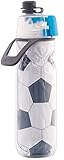 O2COOL Mist 'N Sip Misting Water Bottle 2-in-1 Mist And Sip Function With No Leak Pull Top Spout Reusable Sports Water Bottle - 20 oz (Soccer)