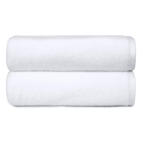 Amazon Basics Toalla de baño ligera de secado rápido, juego de 2, 100% algodón, blanca, 137,2 cm x 76,2 cm (54 in x 30 in)