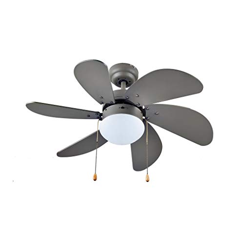 Igoto V3001 Ventilador de Techo 30 Pulgadas con Luz E27 6 Aspas Gris Titanio 60W 3 Velocidades Control por Cadena Uso Doméstico para Recámara Sala Oficina