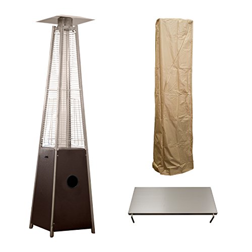 Hiland HLDSO1-GTHG 91-Inch Quartz Glass Tube Patio Heater with Cover and Table
