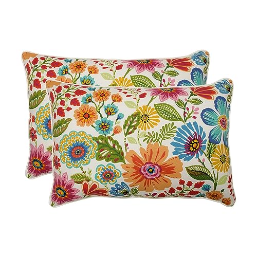 Pillow Perfect Helles Blumen-Dekokissen für drinnen und draußen, Plüschfüllung, 