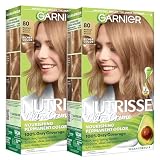 Garnier Nutrisse Ultra Crème Hair Color, Permanent Hair Dye with 100% Gray Coverage, Vegan & Cruelty-Free, 80 Medium Natural Blonde (Butternut), 2 Count