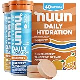 Nuun Immunity Electrolyte Tablets with Vitamin D, C, E, & A, Ginger, Elderberry, Magnesium & 4 Other Essential Electrolytes, Vegan, Blueberry Tangerine & Orange Citrus, 4 Pack (40 Servings Total)