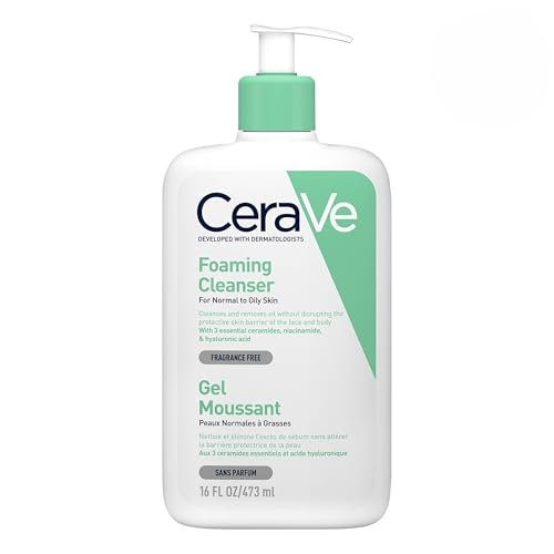 CeraVe Gel Limpiador Espumoso para Piel Normal a Grasa con Ceramidas Esenciales, Niacinamida y Ácido Hialurónico que Protege e Hidrata la Barrera Natural de la Piel, 437ml
