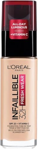 L'Oréal Paris Infallible 32H Freshwear Base de Maquillaje Líquida, Larga Duración y Alta Cobertura, Tono 020 Neutral, 30ml