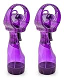 O2COOL Deluxe Handheld Battery Powered Water Misting Fan (Purple) 2 Pack