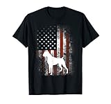 White Boxer Dog Shirt Patriotic American Flag 4Th Of July T