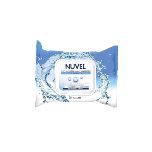 Nuvel Toallitas Desmaquillantes Hidratantes para Rostro y Ojos, 25 Piezas | Para Piel Normal y Mixta | Almohadillas Faciales Tipo Kit de Viaje | Toallitas de Limpieza Facial