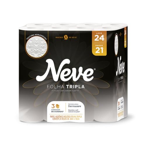 24 Rolos de Neve Papel Higiênico Folha Tripla
