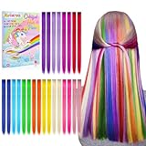 Kyerivs Colored Clip In Hair Extensions 22Inch Rainbow Heat
