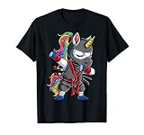 Dabbing Ninja Unicorn T Shirt Girls Rainbow Martial Arts Tee T-Shirt