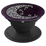 Crescent Moon & Stars Phone Grip Purple Moon & Stars Design PopSockets Adhesive PopGrip
