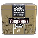 Yorkshire Tea, Gold, 80 Teabags, Gift Tin Caddy, Premium Blend, Rich, Smooth, and Satisfying, Classic British Breakfast Blend, Caffeinated, Enjoy Hot with Milk, 80 Teabags