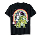 Unicorn Riding Dinosaur Triceratops Funny Boys Girls Rainbow