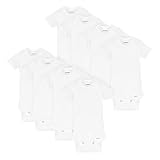 Gerber Baby 8 Pack Short Sleeve Onesies Bodysuits Solid Whit