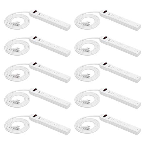 Amazon Basics Rectangular 6-Outlet Surge Protector Power Cord Strip, 790 Joule, 