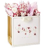 Hallmark Signature 7" Medium Birthday Gift Bag with Tissue Paper (Pink Flowers)