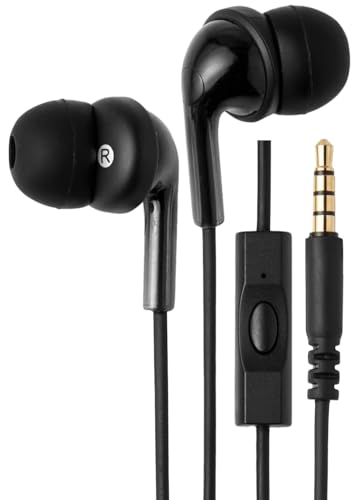 Amazon Basics Wired Earbuds with Microphone, In-Ear Headphones, 3.5mm Jack, High