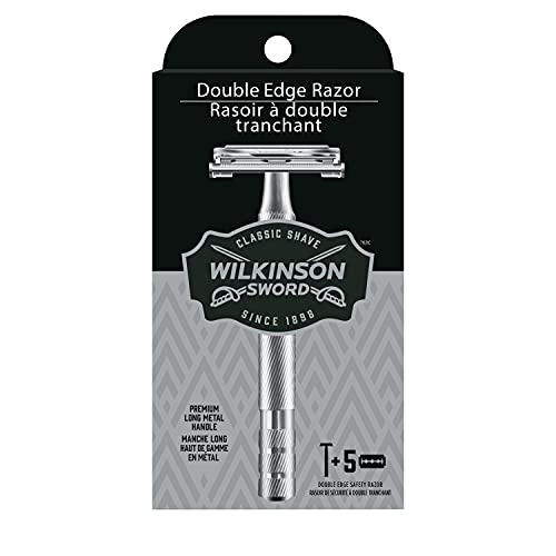 Wilkinson Sword - Maquinilla de afeitar de doble filo para hombre, Navaja + 5 hojas de afeitar