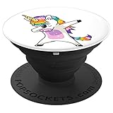 Cute Dabbing Unicorn Dance Rainbow Unicorn On White PopSockets PopGrip: Swappable Grip for Phones & Tablets