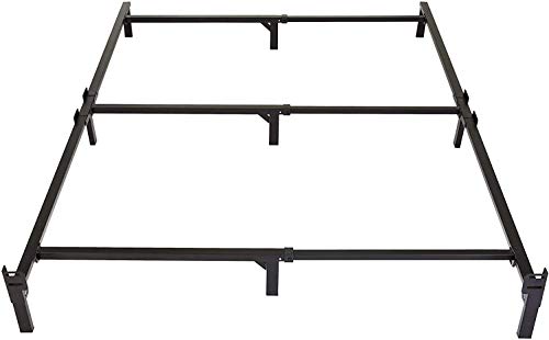 Amazon Basics - Marco de cama de metal para somier y colchón tamaño King, base de 9 patas, fácil montaje sin herramientas, negro, 179 cm de largo x 193 cm de ancho x 18 cm de alto