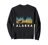 Alaska Day Reindeer with Polar Lights and Moose Sweatshirt