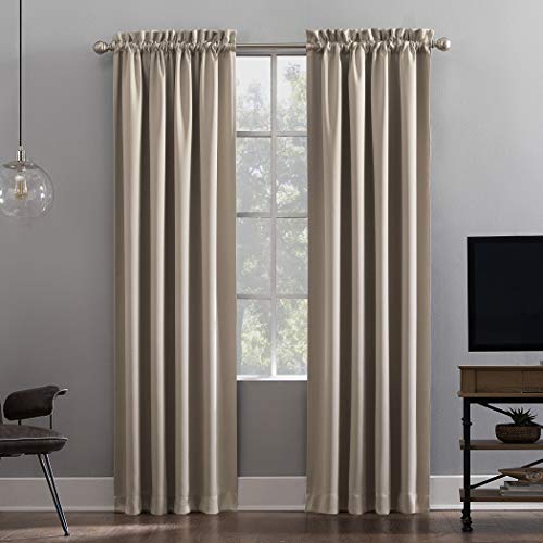 Sun Zero Panel de Cortina de Aros, con Estampado, con Aislamiento térmico, eficiente energéticamente, Piedra, 52" x 63", 1